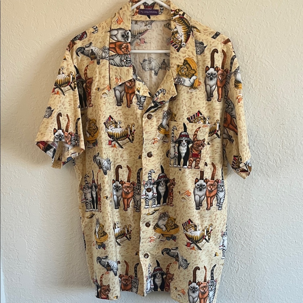 Cat Print Short Sleeve Shirt